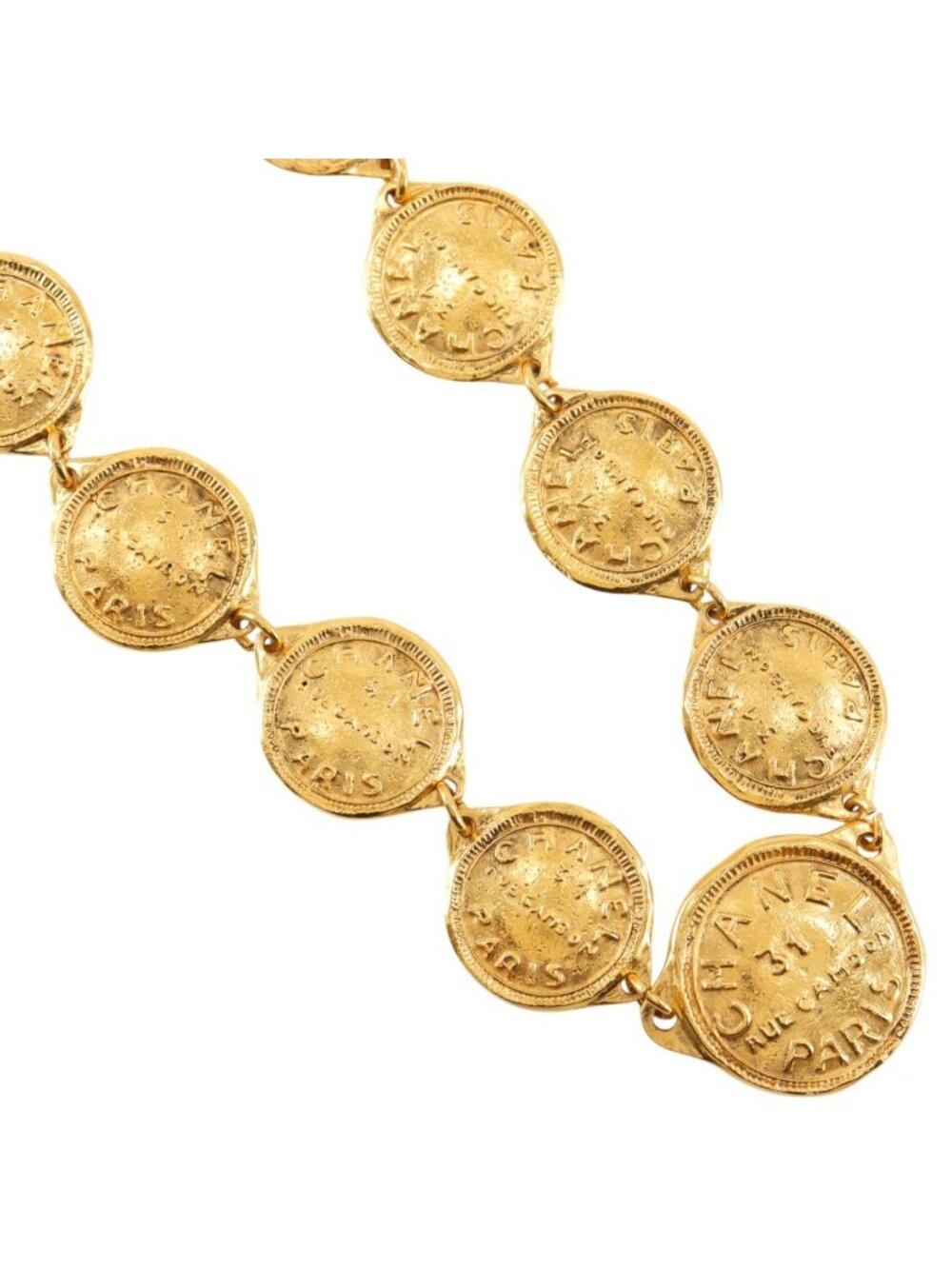 Chanel Cambon Logo Coin Motif Vintage Gold Plated Necklace